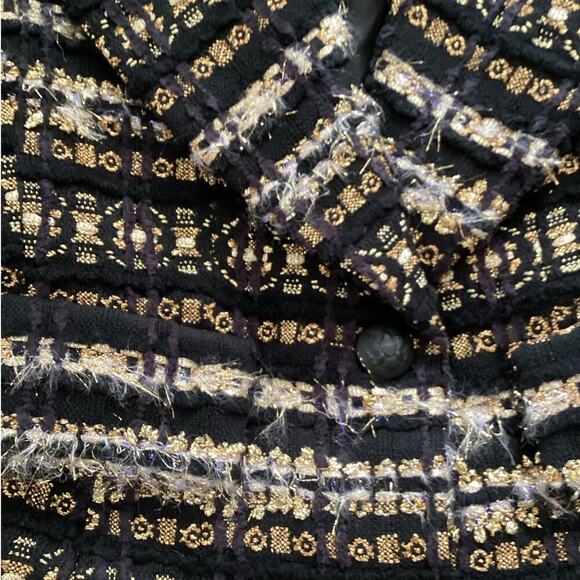Smythe Tailored Boucle Blazer In Black And Gold Single Breasted Size 6 - Picture 6 of 12